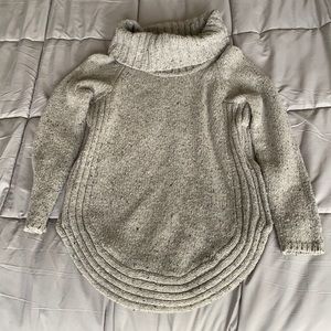 Grey Turtleneck Sweater With Side Zippers, Size M